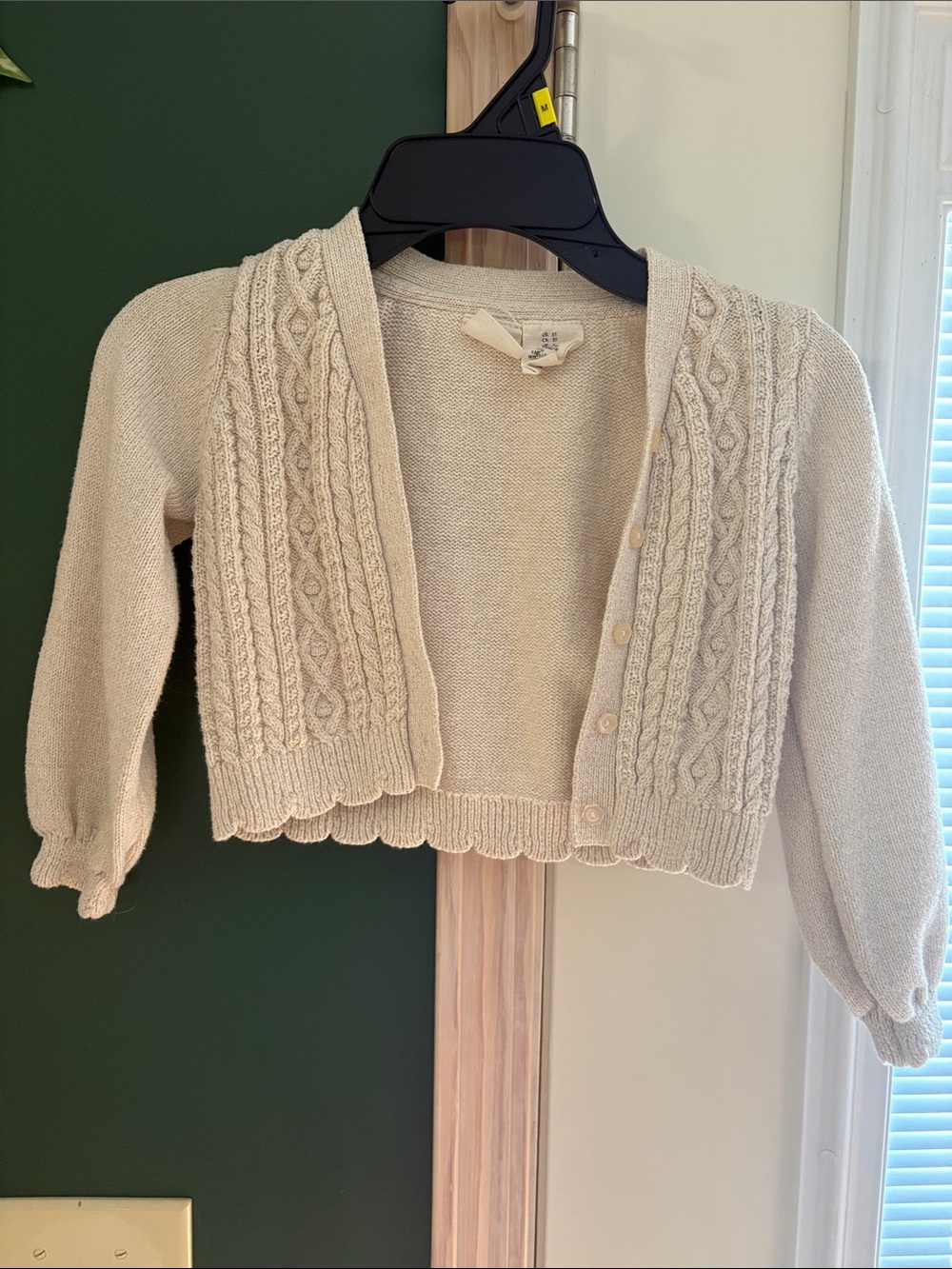Girls' Cream Cable-Knit Button Cardigan Sweater
